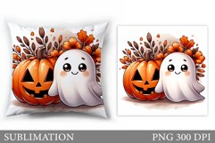 Fall Ghost Pillow Sublimation. Cute Ghost Pillow Design Product Image 1