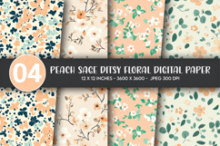 Peach Sage Ditsy Floral Digital Paper Product Image 1