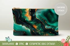 Green Cosmetic Bag Design, Green Marble Cosmetic Bag PNG Product Image 1
