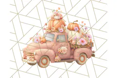 Vintage Truck Pumpkin and Fall Flowers PNG Clipart, Autumn Product Image 5
