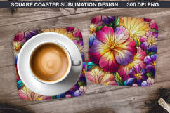 Flowers Coaster Sublimation, Spring Coaster PNG Design Product Image 1
