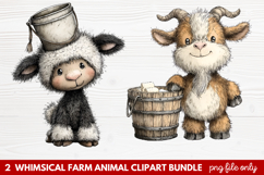 Whimsical Farm Animal Clipart | Cute Farm Animals PNG Set Product Image 1