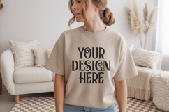 Ash Gildan 18000 Sweatshirt Mockup,G18000 Crewneck Sweatshir Product Image 1