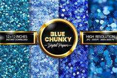 Blue Chunky Digital Papers - 04 Variations Product Image 1