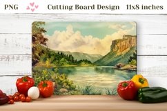 Watercolor River Cutting Board, Forest Cutting Board Design Product Image 1