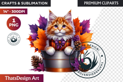 Autumn Cute animal in a bucket clipart Pumpkin thanksgiving Product Image 1