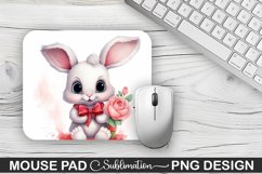 Valentine Bunny Sublimation Mouse Pad PNG Design Product Image 1
