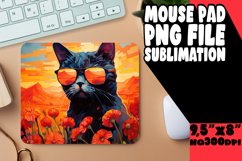 Cute Cat Mouse Pad with Vibrant Flowers PNG Product Image 1