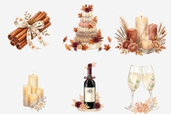 Autumn Wedding Clipart PNG Bundle | Watercolor Fall Wedding Product Image 5