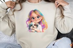 Colorful Girl Dog Clipart PNG Product Image 1