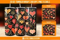 3D Cute Heart Tumbler Wrap Designs, Sublimation Wrap Product Image 1