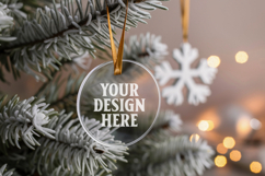 Acrylic Christmas Ornament Mockups | Clear Round Holiday Product Image 1
