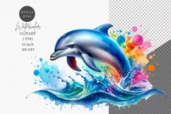 Summer clipart, Dolphin clipart, Holiday clipart, Product Image 1