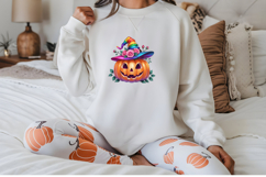 Watercolor Pumpkin with Rainbow Witch Hat | Pride Clipart Product Image 2
