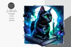 Halloween clipart, Black cat clipart, Gothic clipart Product Image 1