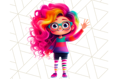 Cute Girl Clipart PNG, Playful Character Illustration Product Image 5