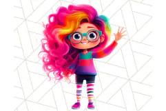 Cute Girl Clipart PNG, Playful Character Illustration Product Image 5