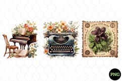 Vintage Floral Writing Clipart Product Image 1