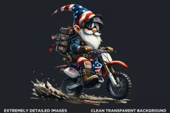 American biker clipart, Patriotic Gnome, Motocross gnome Product Image 2