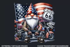American biker clipart, Patriotic Gnome, Road 66, USA flag Product Image 2