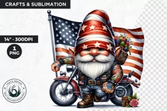 American biker clipart, Patriotic Gnome, Road 66, USA flag Product Image 1
