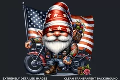 American biker clipart, Patriotic Gnome, Road 66, USA flag Product Image 2
