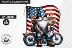 American biker clipart, Patriotic Gnome, Road 66, USA flag Product Image 1