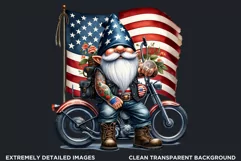 American biker clipart, Patriotic Gnome, Road 66, USA flag Product Image 2