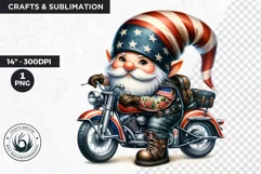 American biker clipart, Patriotic Gnome, Road 66, USA flag Product Image 1