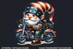 American biker clipart, Patriotic Gnome, Road 66, USA flag Product Image 2