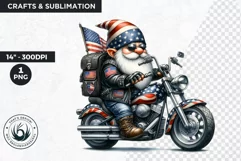 American biker clipart, Patriotic Gnome, Road 66, USA flag Product Image 1