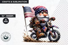 American biker clipart, Patriotic Gnome, Motocross gnome Product Image 1