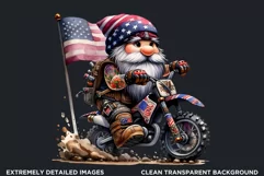 American biker clipart, Patriotic Gnome, Motocross gnome Product Image 2