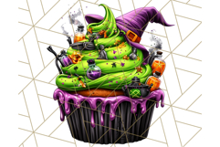 Halloween Cupcake PNG Clipart with Witch Hats and Ghosts Product Image 5