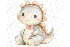 Cute Pastel Dinosaur Clipart PNG for Nursery Art, Baby Decor Product Image 5