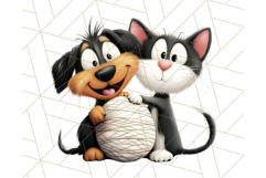 Dog and Cat Friends PNG, Cute Pet Clipart, Funny Animal Art Product Image 5