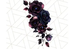 Gothic Floral PNG, Dark Aesthetic Flowers Clipart Print Product Image 5