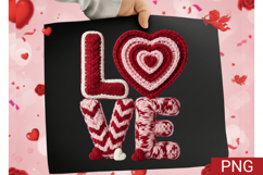 Faux Knit LOVE Sublimation PNG 3D Crochet Style Valentine Product Image 1