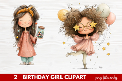 Birthday Girl Clipart | Cute Celebration PNG Illustration Se Product Image 1