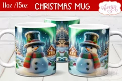 Christmas snowman mug sublimation wrap PNG 11oz 15oz Product Image 1
