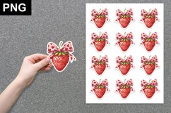Valentines Cherries with Coquette Bow Sticker, Product Image 1