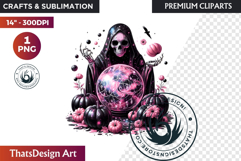 Pink &amp; Black Gothic Halloween Skeleton Clipart PNG, Skull Product Image 1