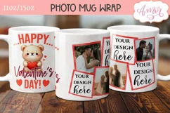 Cute Valentines Photo Mug Wrap template PNG for Sublimation Product Image 2