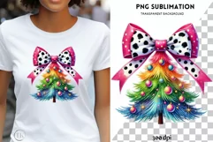 Watercolor Coquette Christmas Tree PNG | Aesthetic Product Image 1
