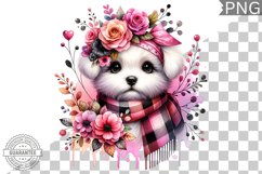 Dog With Flowers Sublimation - Clipart PNG Design Product Image 1