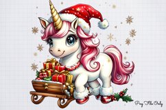 Christmas Unicorns Clipart PNG Product Image 1