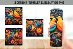 Elmfield Folk Birds Tumbler Wrap Sublimation Designs Product Image 1