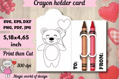 Valentine's Day Bear with a heart Coloring Card holder svg Product Image 1