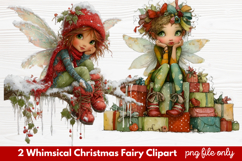 2 Whimsical Christmas Fairy Clipart | Cute Holiday Fairy PNG Product Image 1