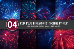 Red Blue Fireworks Digital Paper Product Image 1